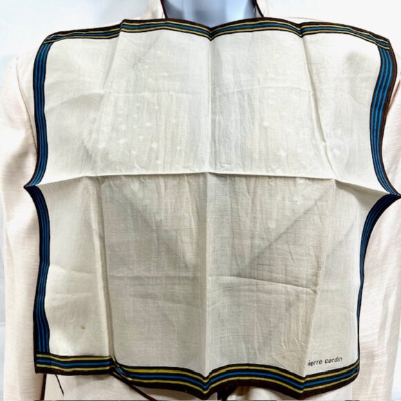 ew  set of 2 Pierre Cardin  handkerchiefs cotton 18" olive brown stripe (65 - Picture 4 of 9